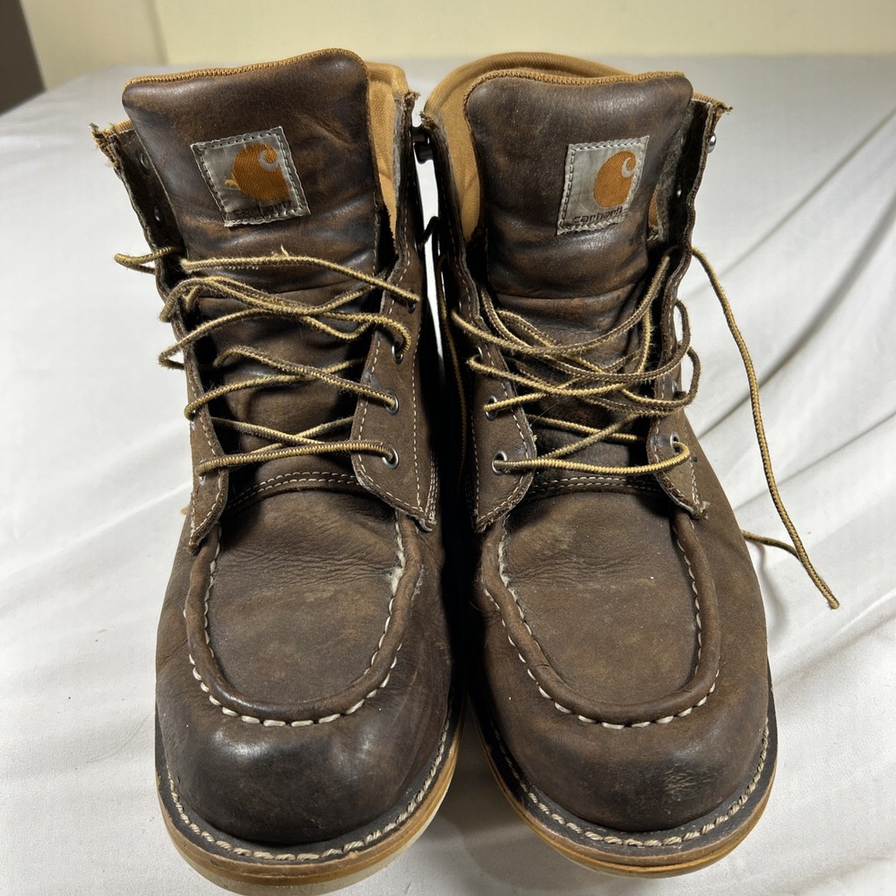 Carhartt Mens Waterproof Wedge Work Boots Moc Toe Brown Leather CMW6095 Size 13